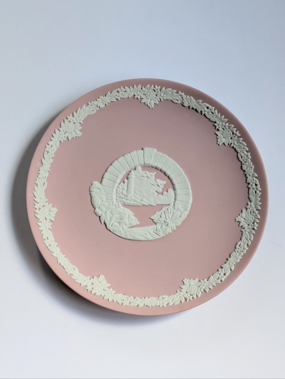 Vintage Wedgwood Pink Jasperware Bermuda Moongate Plate 6.5" Collectible Decor